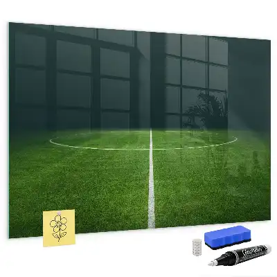 Glazen memobord met print inclusief neodymium magneten voetbalveld