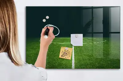 Glazen memobord met print inclusief neodymium magneten voetbalveld