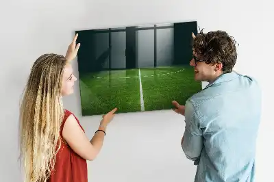 Glazen memobord met print inclusief neodymium magneten voetbalveld
