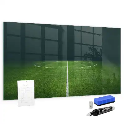 Glazen memobord met print inclusief neodymium magneten voetbalveld