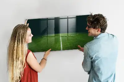 Glazen memobord met print inclusief neodymium magneten voetbalveld