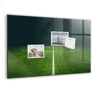 Glazen memobord met print inclusief neodymium magneten voetbalveld