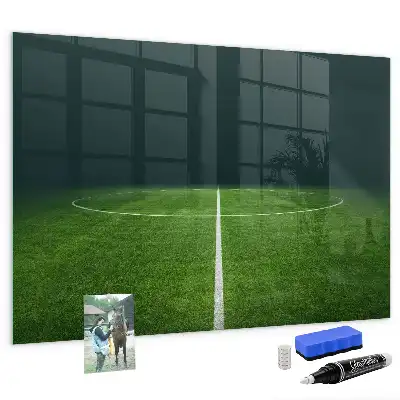 Glazen memobord met print inclusief neodymium magneten voetbalveld