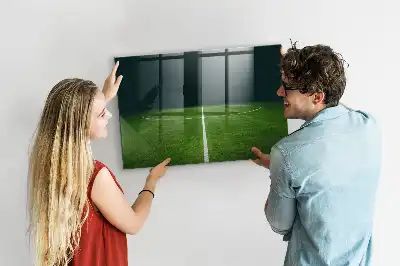 Glazen memobord met print inclusief neodymium magneten voetbalveld