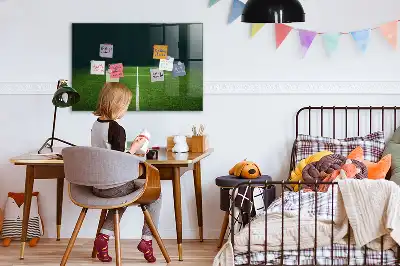 Glazen memobord met print inclusief neodymium magneten voetbalveld