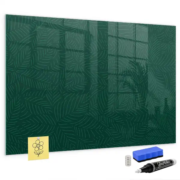 Magnetisch planbord van bedrukt glas met bladpatroon