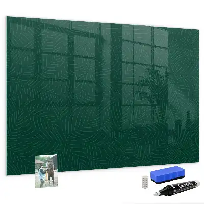 Magnetisch planbord van bedrukt glas met bladpatroon