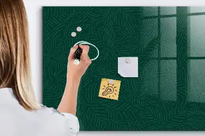 Magnetisch planbord van bedrukt glas met bladpatroon