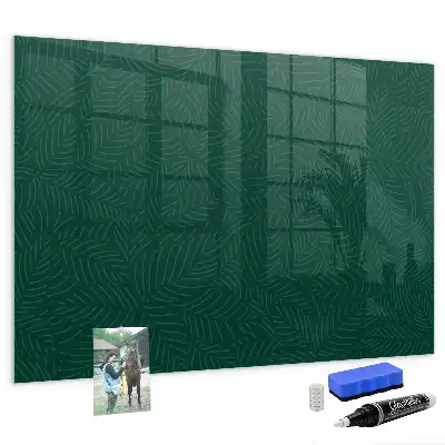 Magnetisch planbord van bedrukt glas met bladpatroon