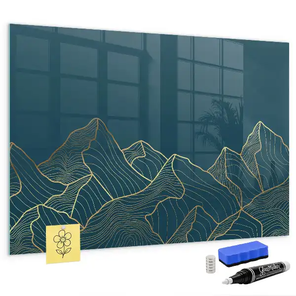 Magnetisch planbord van bedrukt glas ontwerp Bergschets voor aan de muur