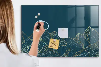 Magnetisch planbord van bedrukt glas ontwerp Bergschets voor aan de muur