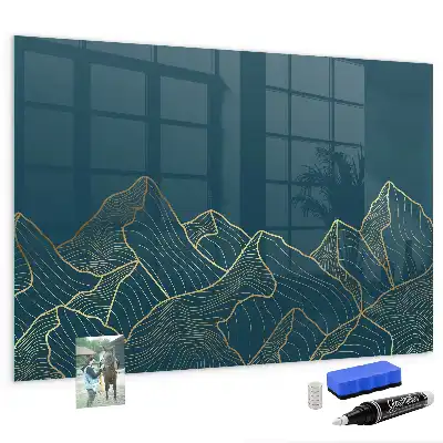 Magnetisch planbord van bedrukt glas ontwerp Bergschets voor aan de muur