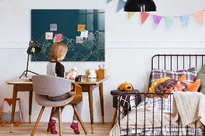 Magnetisch planbord van bedrukt glas ontwerp Bergschets voor aan de muur