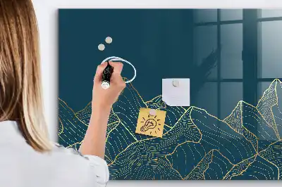 Magnetisch planbord van bedrukt glas ontwerp Bergschets voor aan de muur