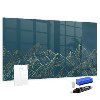 Magnetisch planbord van bedrukt glas ontwerp Bergschets voor aan de muur