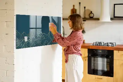 Magnetisch planbord van bedrukt glas ontwerp Bergschets voor aan de muur