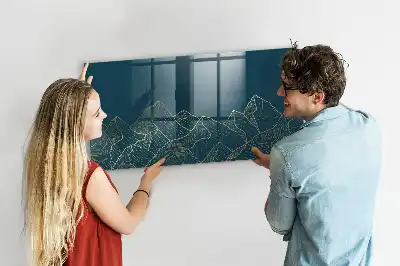 Magnetisch planbord van bedrukt glas ontwerp Bergschets voor aan de muur