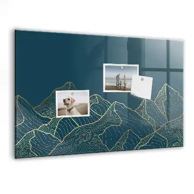 Magnetisch planbord van bedrukt glas ontwerp Bergschets voor aan de muur