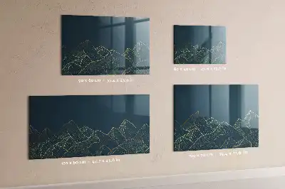 Magnetisch planbord van bedrukt glas ontwerp Bergschets voor aan de muur
