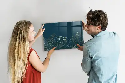 Magnetisch planbord van bedrukt glas ontwerp Bergschets voor aan de muur