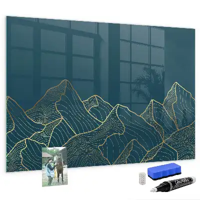 Magnetisch planbord van bedrukt glas ontwerp Bergschets voor aan de muur