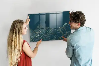Magnetisch planbord van bedrukt glas ontwerp Bergschets voor aan de muur