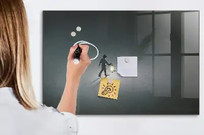 Magnetisch planbord van bedrukt glas wandelaar in het donker