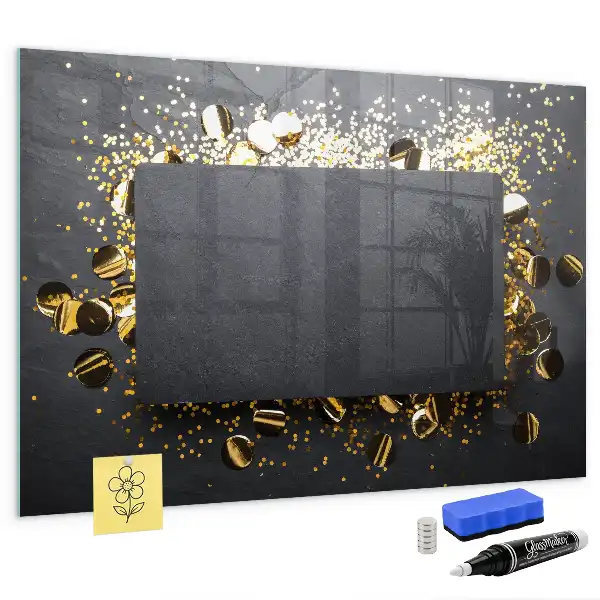 Magnetisch glazen planbord met gouden confetti design