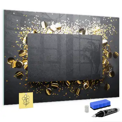 Magnetisch glazen planbord met gouden confetti design