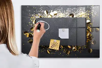 Magnetisch glazen planbord met gouden confetti design