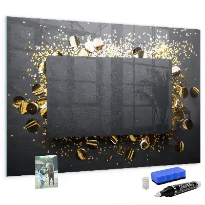 Magnetisch glazen planbord met gouden confetti design
