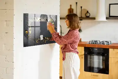 Magnetisch glazen planbord met gouden confetti design