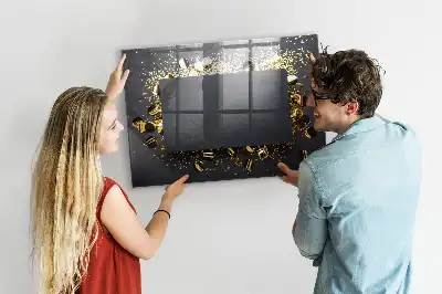 Magnetisch glazen planbord met gouden confetti design