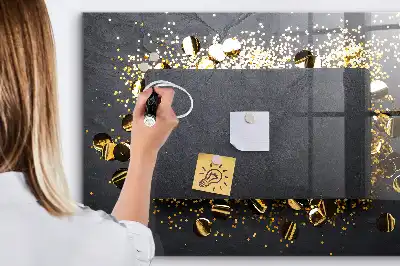 Magnetisch glazen planbord met gouden confetti design