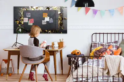Magnetisch glazen planbord met gouden confetti design