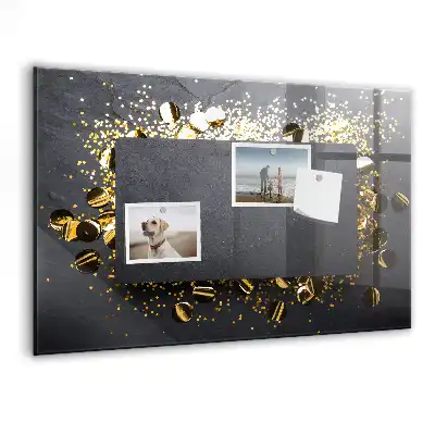 Magnetisch glazen planbord met gouden confetti design