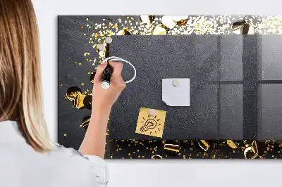 Magnetisch glazen planbord met gouden confetti design