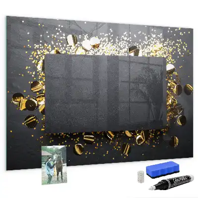 Magnetisch glazen planbord met gouden confetti design