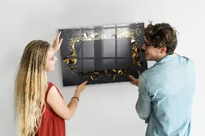 Magnetisch glazen planbord met gouden confetti design