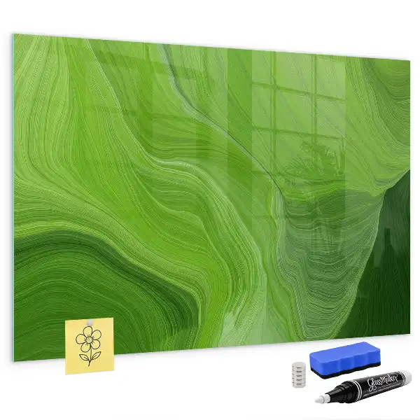 Glazen memobord met print moderne golven inclusief neodymium magneten
