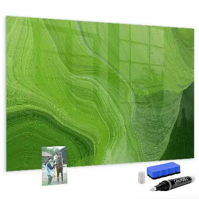 Glazen memobord met print moderne golven inclusief neodymium magneten