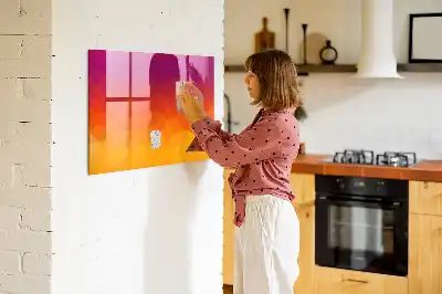 Magnetisch planbord van bedrukt glas met zonsopgang