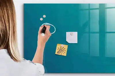 Glazen memobord met print inclusief neodymium magneten zee abstractie