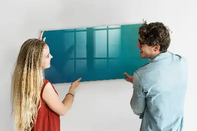 Glazen memobord met print inclusief neodymium magneten zee abstractie