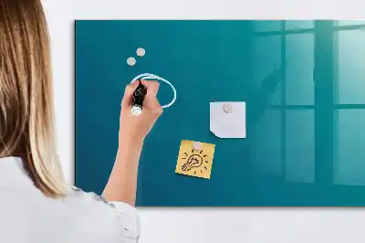 Glazen memobord met print inclusief neodymium magneten zee abstractie