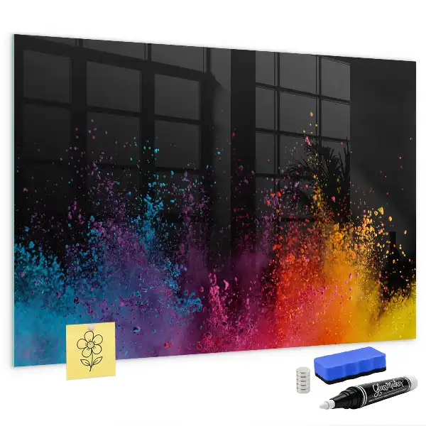 Magnetisch planbord van bedrukt glas met decoratie Kleur-explosie