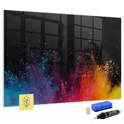 Magnetisch planbord van bedrukt glas met decoratie Kleur-explosie