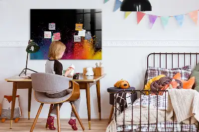 Magnetisch planbord van bedrukt glas met decoratie Kleur-explosie