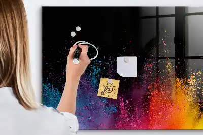 Magnetisch planbord van bedrukt glas met decoratie Kleur-explosie