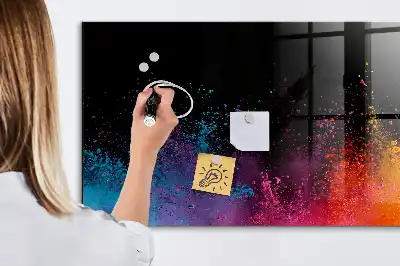 Magnetisch planbord van bedrukt glas met decoratie Kleur-explosie